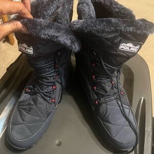 Blue Rain and Snow Boots with Fur Lining and Water-Resistant Material-by Polar